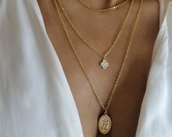 Layered Gold Necklace Set, Gold Coin Necklace, Layered Coin Necklace Gold, Dainty Gold Necklace Set, Layered Coin Necklace Set.