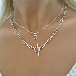 Sterling Silver Paperclip Chain Necklace, 925 Silver Link Chain, Layering Necklace,  Personalized Gift, Sterling Silver Paperclip Necklace