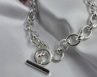 Silverpläterat halsband med tjock länkkedja