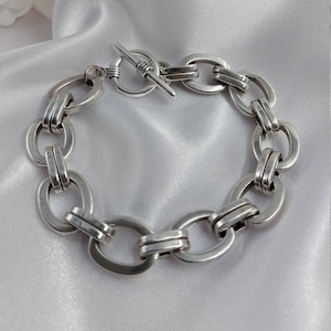 Silver Chunky Bracelet, Silver Chain Bracelet, Thick Chain Bracelet, Statement Bracelet Silver, Bracelets for Women.