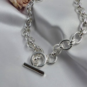 Chunky Silver Link Chain Necklace, Silver Toggle Clasp Necklace, Statement Necklace Silver, Statement Necklace Chunky, Silver Chunky Choker