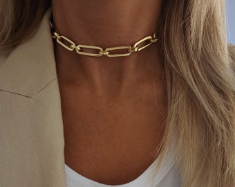 Chunky Gold Link Chain Choker, Gold Chunky Choker , Statement Necklace, Chunky Chain Necklace,  Link Chain Necklace, Chunky.