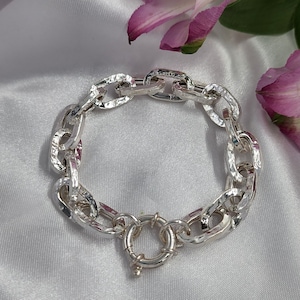 Sterling Silver Chunky Bracelet, 925 Silver Chain Bracelet, Chunky Bracelet for Woman, Statement Bracelet Silver, Silver Bracelet for woman