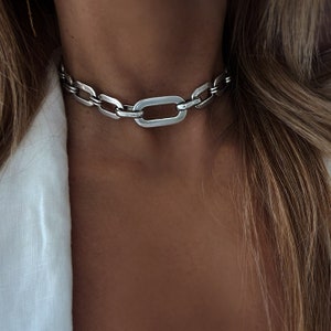 Chunky Silver Link Chain Choker, Chunky Choker Necklace, Silver Chunky Choker, Statement Necklace, Chain Choker Necklace, Link Choker.