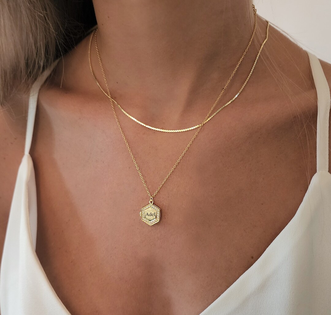 14K Gold Engraved Necklace Openable Locket Necklace Best Etsy