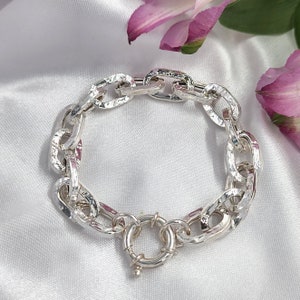 Bracciale grosso in argento sterling, bracciale a catena in argento 925, bracciale a catena spessa in argento, bracciale importante in argento, braccialetti da donna.
