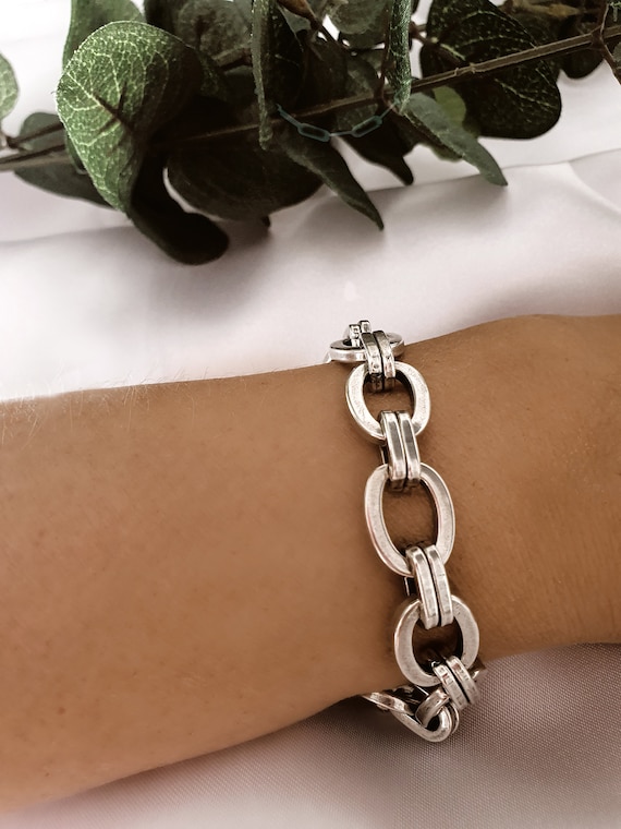 Silver Chunky Bracelet, Silver Chain Bracelet, Thick Chain Silver Chunky Bracelet, Silver Chain Bracelet, Thick Chain