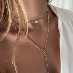 Gold Lariat Necklace Set, Dainty Gold Y Necklace Set, Delicate Gold Necklace, Gold Lariat Necklace, Lariat Layered Necklace Set Gold,