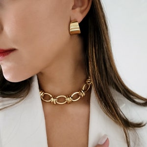 Chunky Gold Link Chain Choker, Gold Chunky Link, Choker, Statement gold choker, Thick Link Chain Necklace, Statement Choker Gold.