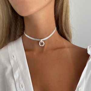 Silver collar necklace for pendants deals