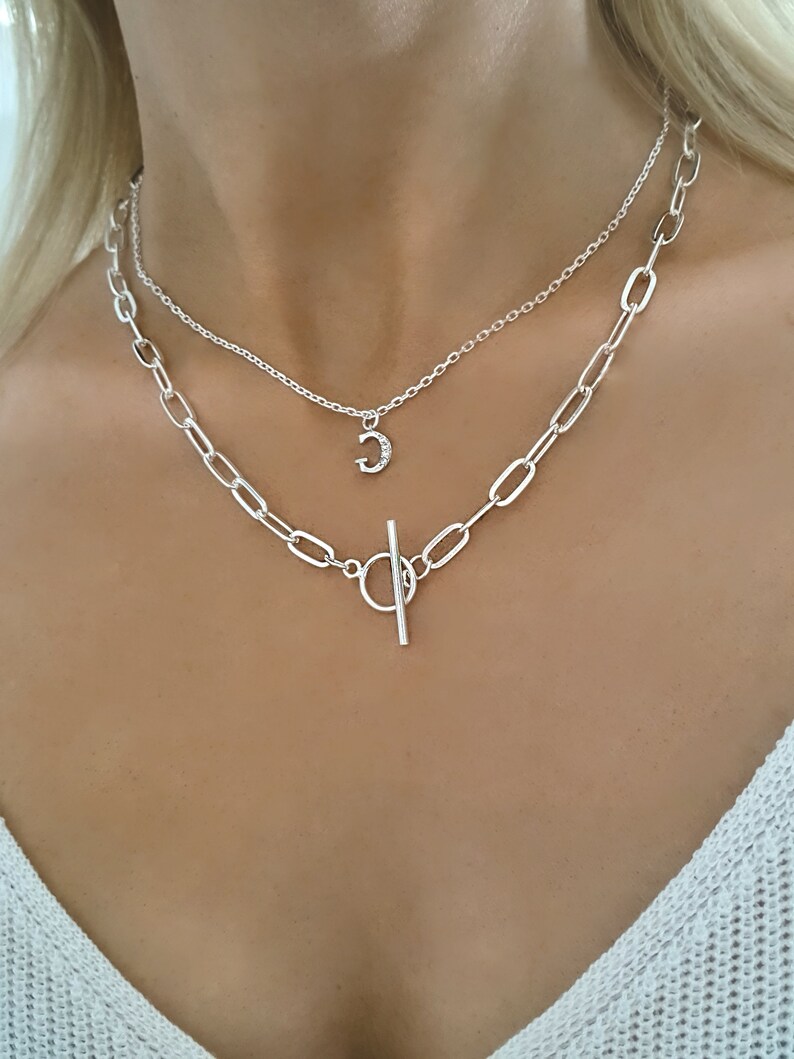 Dainty Silver Choker Layered Necklace 925 Sterling Silver Paperclip Rolo Chain Necklace – 2.5mm, Lobster Clasp, Made In Italy, Women's Jewelry Sterling Silver Paper Clip Necklace - Foto 7