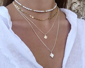 Gold Layered Necklace Set, Layered Necklace Set Gold, Layered Necklace Gold, Layered Coin Necklace Gold, Dainty Gold necklace Set