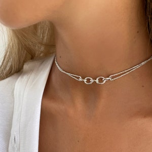 Sterling Silver Chain Necklace, Silver Dainty Necklace, Silver  Necklace. Dainty Silver choker