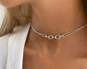 Sterling Silver Chain Necklace, Silver Dainty Necklace, Silver  Necklace. Dainty Silver choker