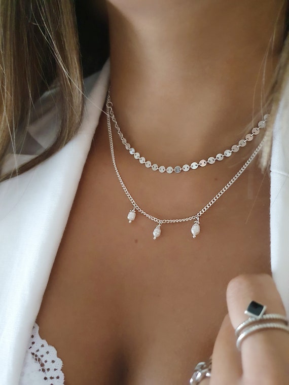 Real Silver Double Layer Necklace Set – the rocks room - gold jewellery  ireland