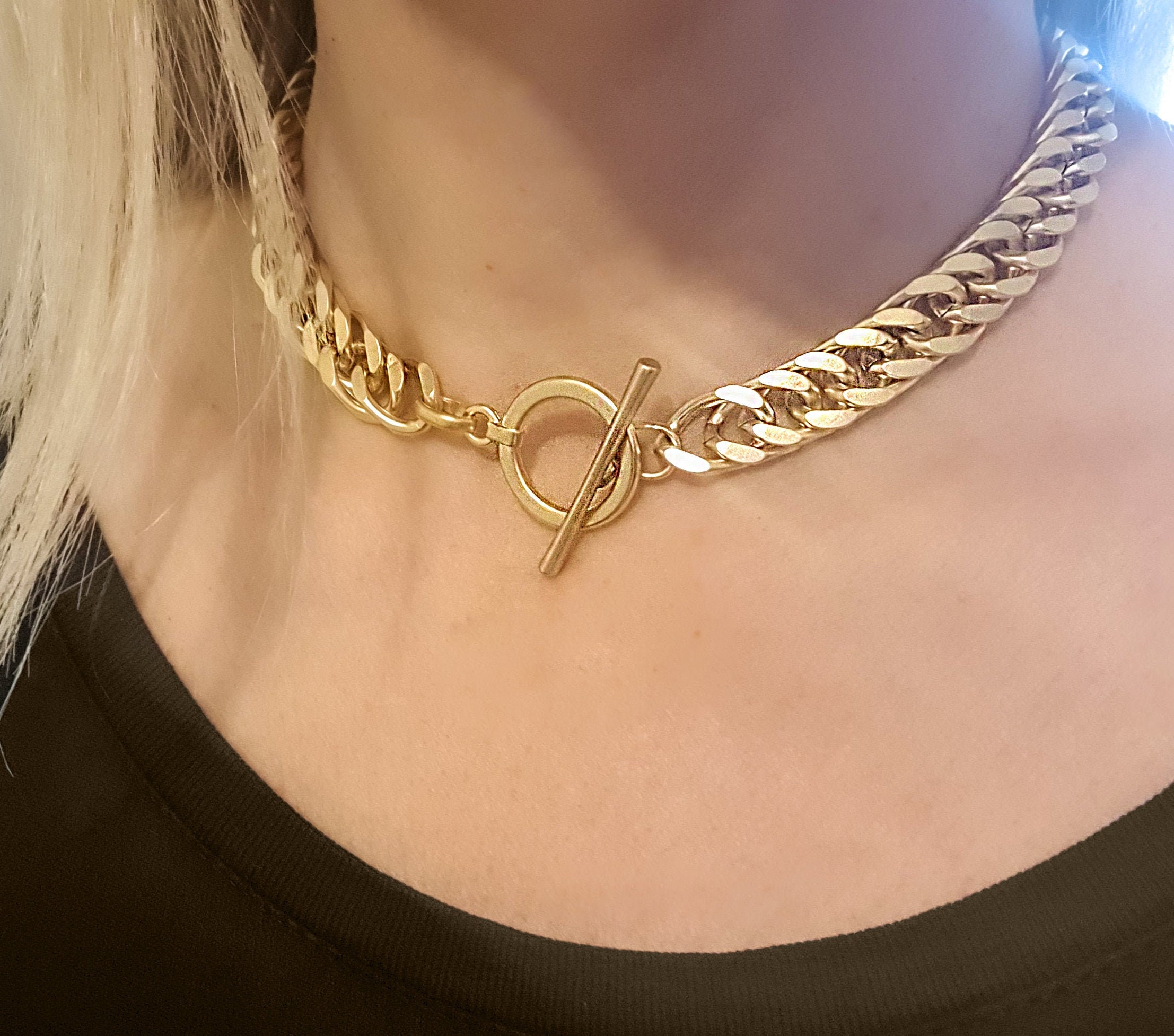 Chunky gold chain choker Clearance