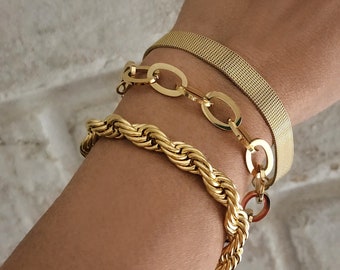 18K Goldfilled Chunky Bracelet,Stacking Bracelets Gold Chain Bracelet, Thick Chain Bracelet, Statement Bracelet Gold, Stackable Bracelet.