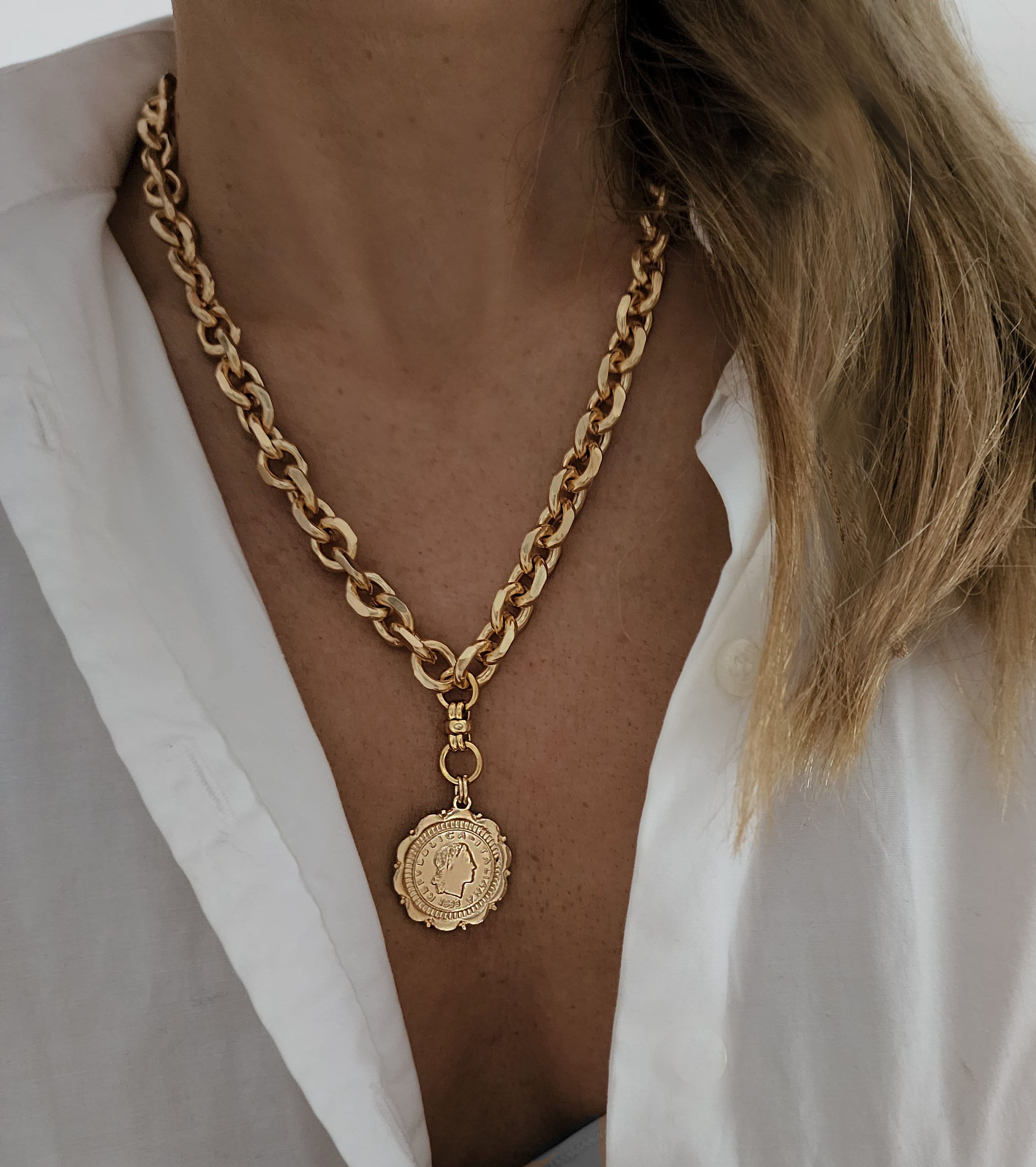 Coin statement necklace discount