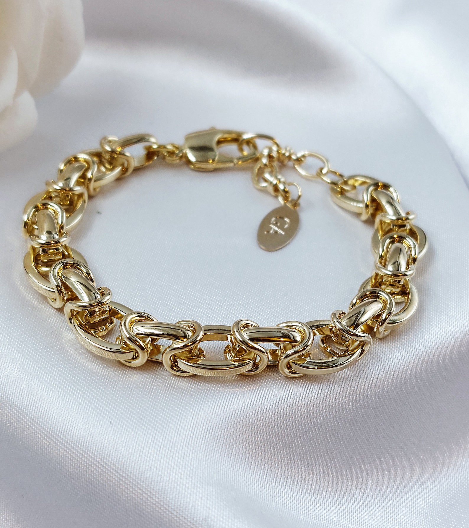 Chunky 14K Gold Plated Bracelet, Thick Oval Links Etsy — free download