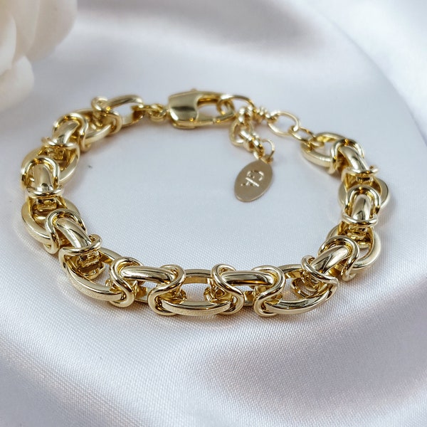 Gold Chunky Bracelet, Statement Gold Bracelet, 14K Gold Chain Bracelet, Chunky Gold Bracelet, Gold Link Bracelet, Thick Oval Links Bracelet