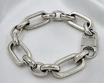 Silver Chunky Bracelet, Silver Chain Bracelet, Statement Bracelet Silver, Silver Link Bracelet, Thick Oval Links Bracelet