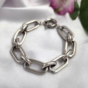 Silver Chunky Chain Bracelet, Silver Chain Bracelet, Statement Bracelet Silver, Silver Link Bracelet, Thick Oval Link Bracelet, Man Bracelet