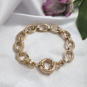 18K Gold Chunky Bracelet, Gold Chain Bracelet, Thick Chain Bracelet, Statement Bracelet Gold, Bracelets for Women.