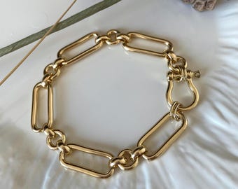 Bracelet Chaîne En Argent Massif Sterling - Longueur 18 Cm, Occasion, Style Vintage