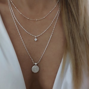 Sterling silver layered coin necklace deals