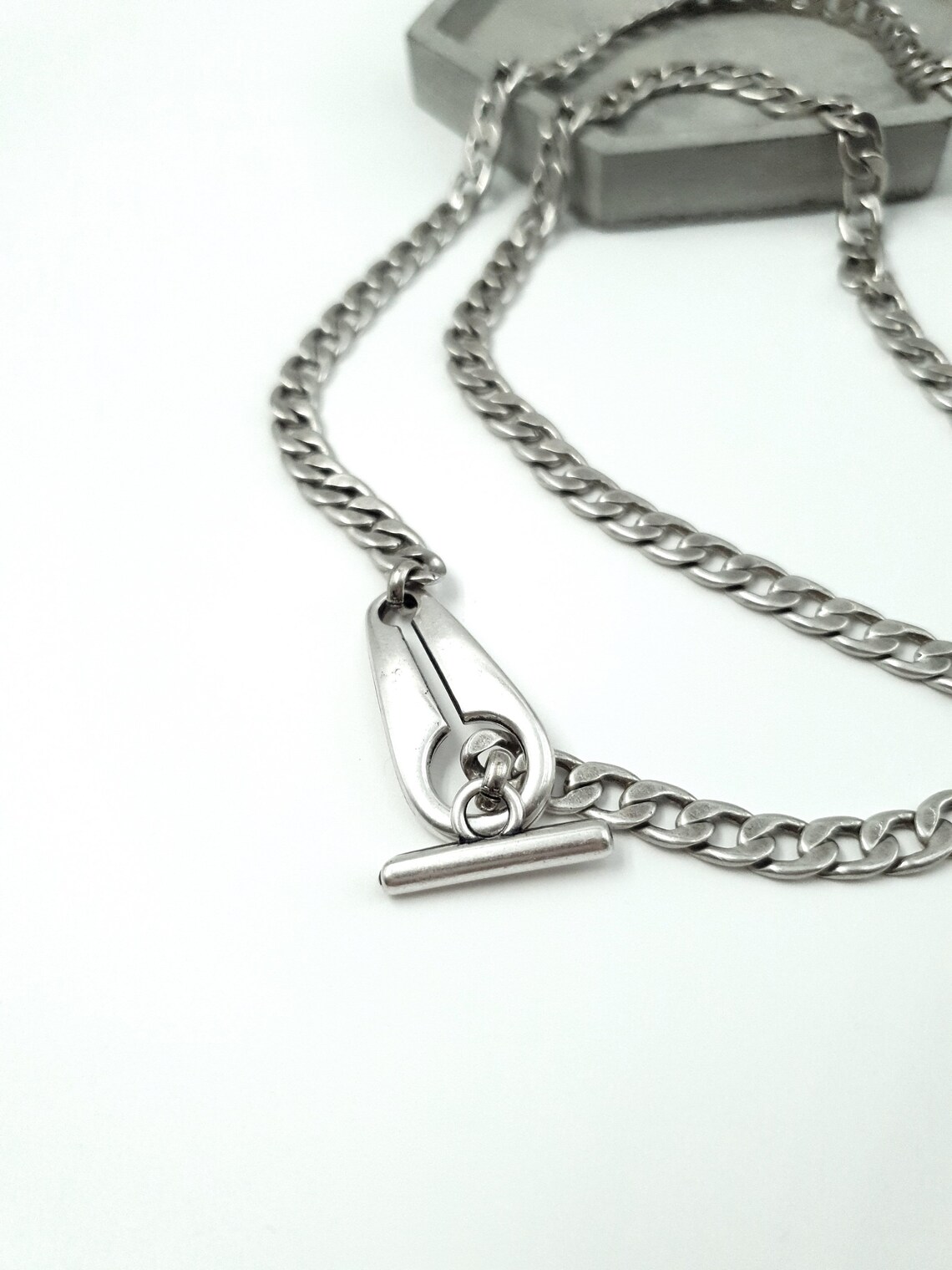 Chunky Silver TBar Necklace Set Layered Chunky Silver Choker Etsy