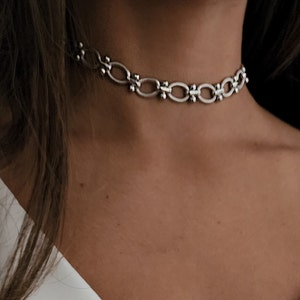 Silver Chunky Choker, Chunky Necklace Silver, Statement Necklace, Oval Link Chain Choker Necklace, Silver Statement Choker, Goft for her.