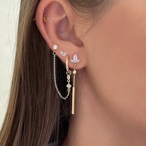 Gouden stapeloorbellen stapelen, oorbellen stapelen, oorringen set voor vrouwen, bungeloorbellen stapelen, spike-oorringen