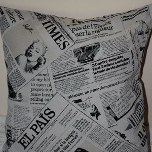 My Marylin cushion - BB - Times newspaper style