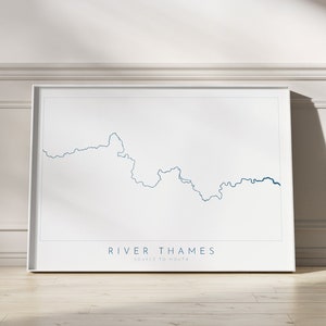 Themse Druck - Marlow to Dartford, Thames Path Art, London Karte, The Themse Print, Richmond, Windsor, Slough, West London