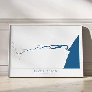 Mappa artistica del fiume Teign - Stampa della mappa di Teignmouth, Mappa artistica del Devon, Poster di viaggio di Teignmouth, Stampa artistica di Shaldon, Regalo del Devon, Stampa di poster del Devon