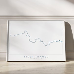 River Thames Print - Source to Mouth, Thames Path Art, London Map, The River Thames Print, Thames Path National Trail, Henley, Oxford