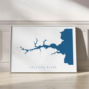 Helford River Map Art Print - Cornwall Map, Helford Travel Poster, Cornwall Poster, Lizard Peninsula Map, Cornish Coast Print, Cornwall Gift