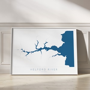 Helford Fluss Druck - Cornwall Karte, Helford Reiseplakat, Cornwall Kunst, Halbinsel Lizard, SüdCornwall, Küste von Cornish