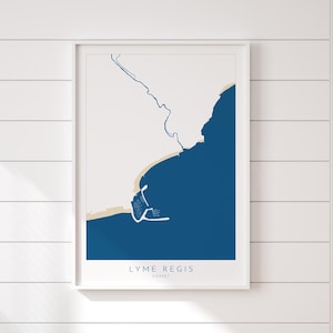 Lyme Regis Print - Dorset Map, Lyme Regis Art, Lyme Regis Map art, Lyme Regis Beach, Jurassic Coast Map, Dorset Travel Poster