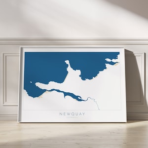 Art de Newquay - carte de Newquay, art de carte de Gannel, art de Cornwall, impression de Newquay, art de plage, affiche de plage de Fistral, lusty glaze Cornwall