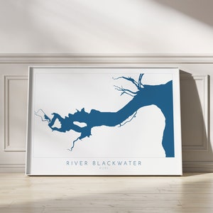 Fluss Blackwater - Maldon, Kartenkunst, Küste von Essex, Essex Karte, Essex Art, UK