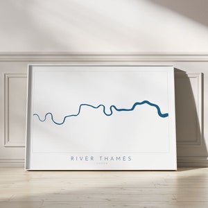 River Thames Map Print, River Thames Map Art, London Art, London Map, Map Art, River Art, Thames Art, UK City Map
