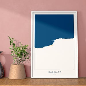 Margate Karte Druck - Margate Kunst Poster, Kent Karte Kunst, Margate Reiseplakat, Küste von Kent, A1, A2, A3, A4, Margate Beach Art, UK, Margate Geschenk