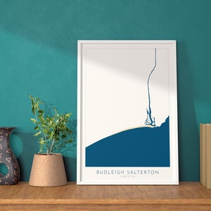 Budweis Salterton Karte Druck - Budportrait Salterton Beach Art, Devon Karte Kunst, Devon Flüsse, Devon Reiseposter, A1, A2, A3, A4, Devon Geschenk UK
