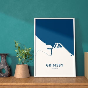 Mapa artístico de Grimsby: Mapa de Grimsby y Humber, Mapa de Grimsby, Reino Unido, Impresión de viajes de Grimsby, Humber, Mapa artístico de Hull, Impresión artística del mapa de Lincolnshire