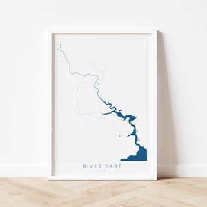 Impression de fléchettes de la rivière - Dartmouth Art, carte du Devon, affiche de voyage de Dartmoor, art de Totnes, Kingswear, impression de la côte du Devon, sud du Devon
