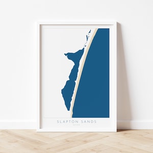 Impression de Slapton Sands - carte du Devon, affiche de Slapton Ley, plage de Torcross, affiche de voyage de Slapton Beach, côte sud-ouest, South Hams