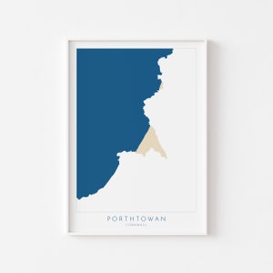 Porthtowan Print - Porthtowan Art, Karte von Cornwall, Küste von Cornwall, Karte, Küste von Nordcornwall, Cornwall Strand, Redruth
