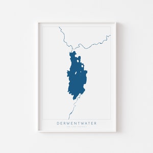 Impresión de Derwentwater, Derwent Water, Mapa del Distrito de los Lagos, Impresión de Parque Nacional, Póster de Viaje, Arte Mapeológico, Cumbria, Los Lagos