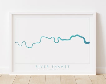 London River Thames Map retro vintage metal sign 